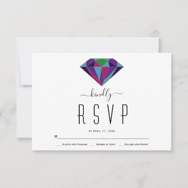 Carte RSVP de mariage pour typographie de diamant  (Devant)