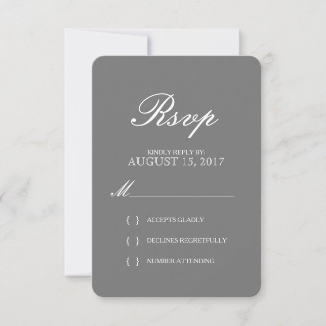 Carte RSVP de mariage pour typographie simple et é (Devant)