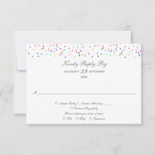 Carte RSVP de mariage Rainbow Confetti colorée