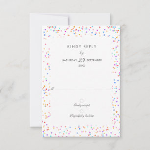 Carte RSVP de mariage Rainbow Confetti colorée