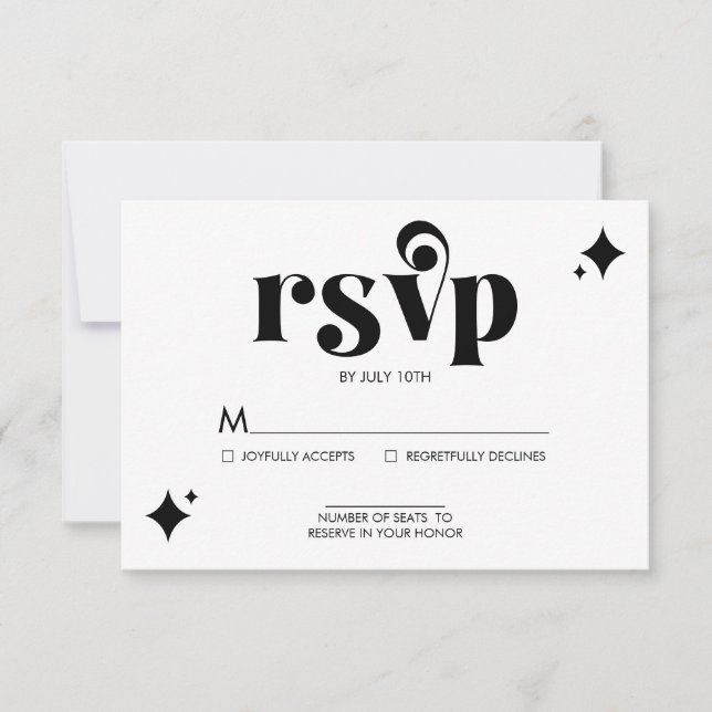 Carte RSVP de mariage rétro simple et moderne (Devant)