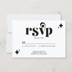 Carte RSVP de mariage rétro simple et moderne