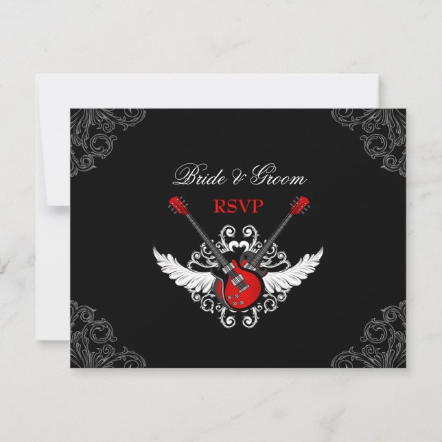 Carte RSVP de mariage rock et roll (Devant)