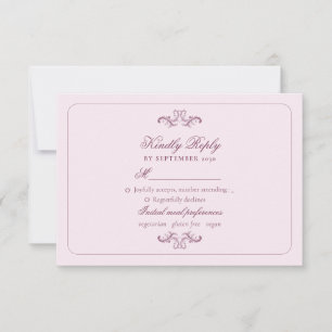 Carte RSVP de mariage rose classique
