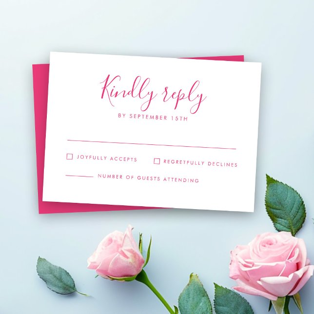 Carte RSVP de mariage rose minimum (Créateur téléchargé)