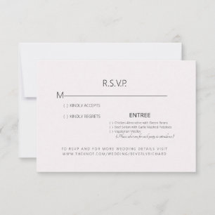 Carte RSVP de mariage rose pâle
