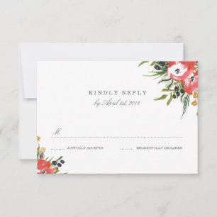 Carte RSVP de mariage Rouge Romance