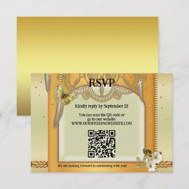 Carte RSVP de mariage RSVP de code QR de Bohême (Devant / Derrière)