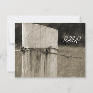 Carte RSVP de mariage rural de ferme après clôture