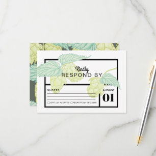 Carte RSVP de mariage Rustic Modern Beer Hops