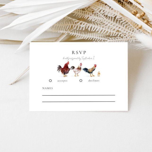 Carte RSVP de mariage rustique de poulet (Créateur téléchargé)