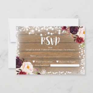 Carte RSVP de mariage rustique d'hiver