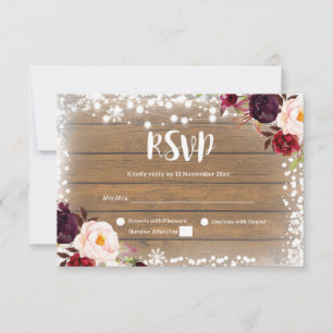 Carte RSVP de mariage rustique d'hiver