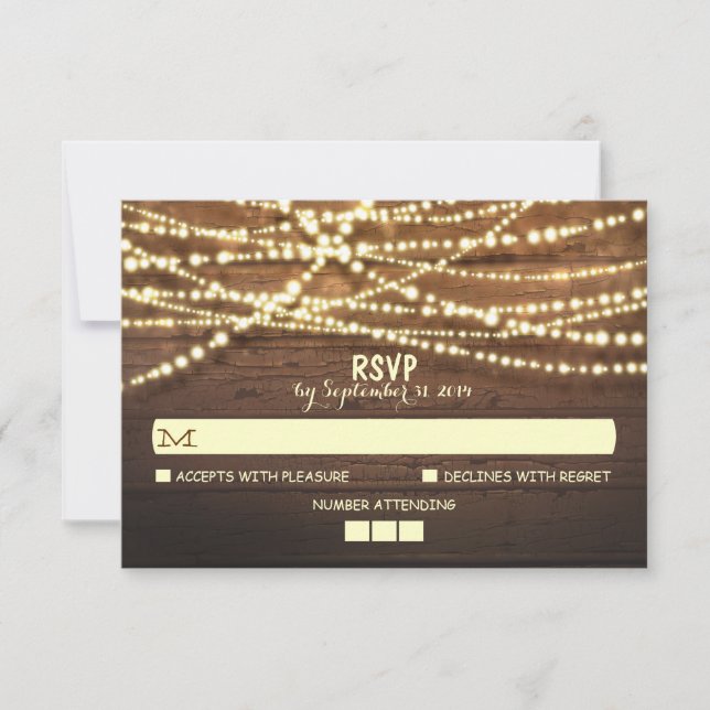 Carte RSVP de mariage rustique en bois (Devant)