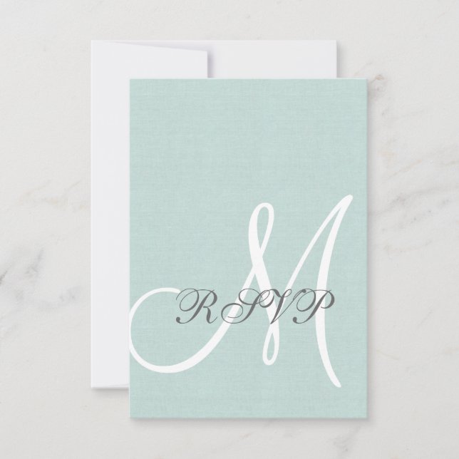 Carte RSVP de mariage rustique Mint Green Linen (Devant)