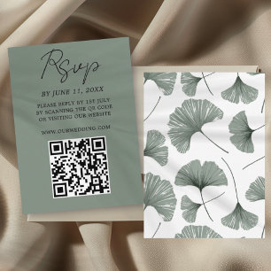 Carte RSVP de mariage Sage Vert Ginkgo