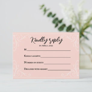 Carte RSVP de mariage Satin Blush
