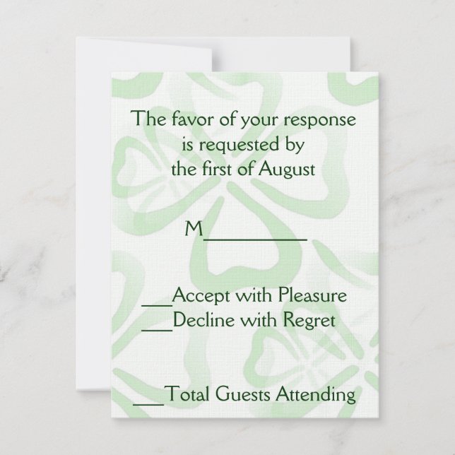 Carte RSVP de mariage Shamrock vert (Devant)