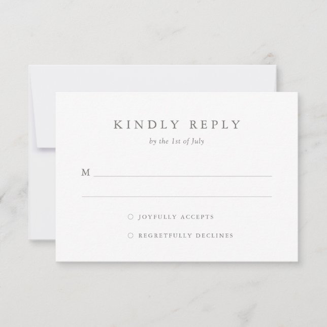 Carte RSVP de mariage simple et élégante (Devant)