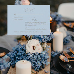 Carte RSVP de mariage Sky Blue Gold