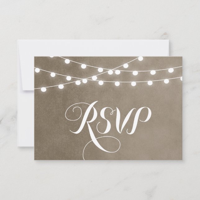Carte RSVP de mariage Taupe String (Devant)