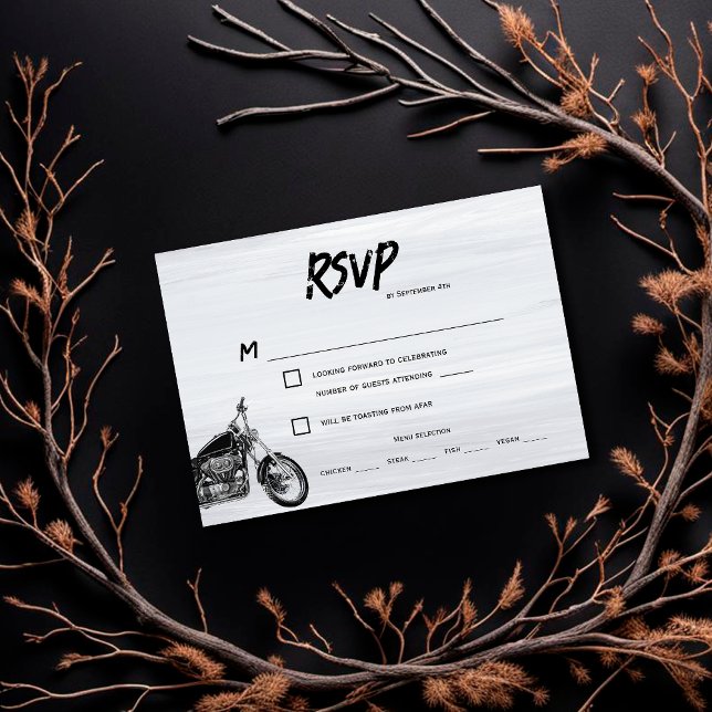 Carte RSVP de Mariage Thématique moto moderne moto (Créateur téléchargé)