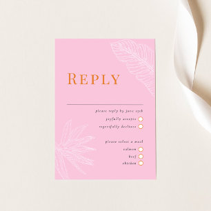 Carte RSVP de mariage tropical moderne avec choix 
