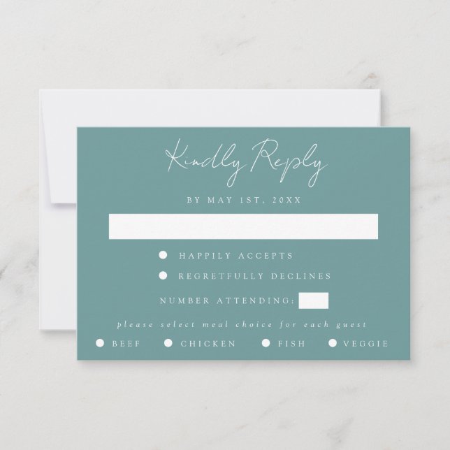Carte RSVP de mariage turquoise (Devant)