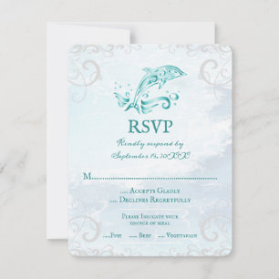 Carte RSVP de mariage turquoise pour dauphins