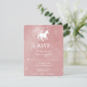 Carte RSVP de mariage Unicorne rose