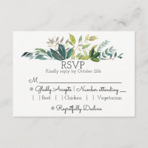 Carte RSVP de mariage vert