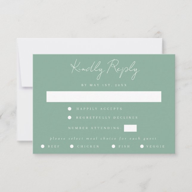 Carte RSVP de mariage vert (Devant)
