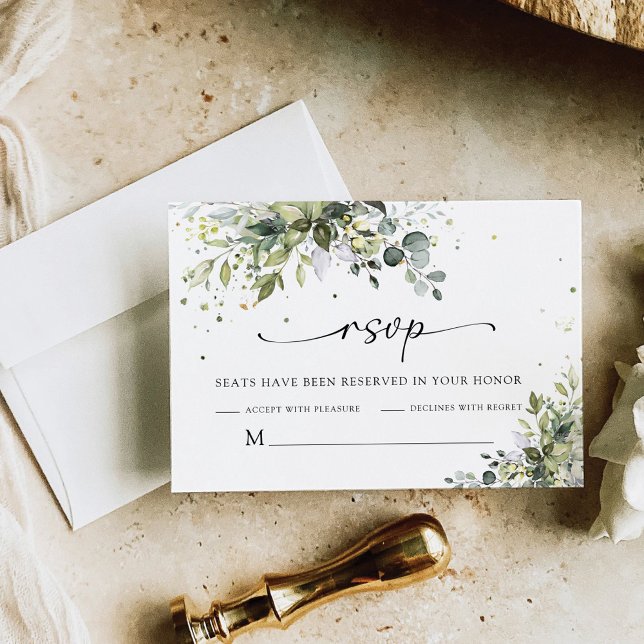 Carte RSVP de mariage vert (Créateur téléchargé)