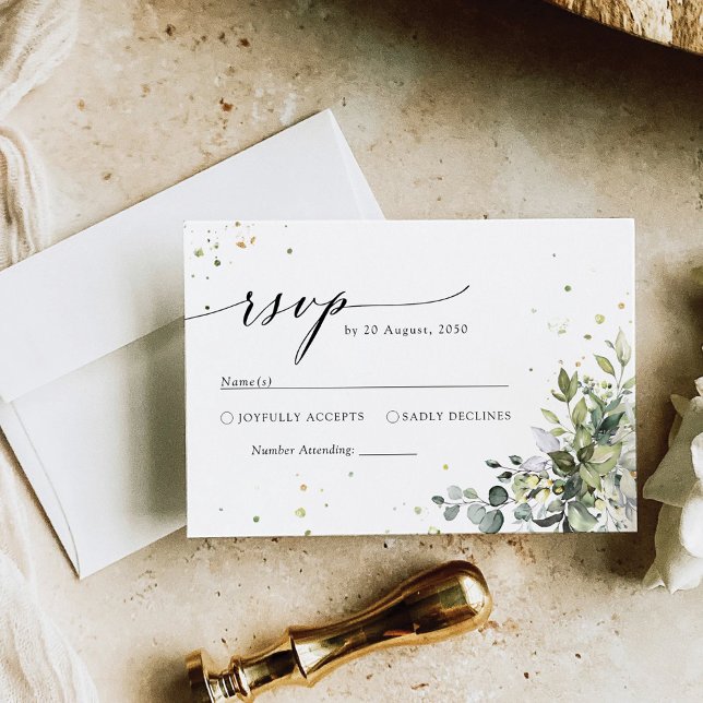 Carte RSVP de mariage vert (Créateur téléchargé)
