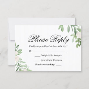 Carte RSVP de mariage vert