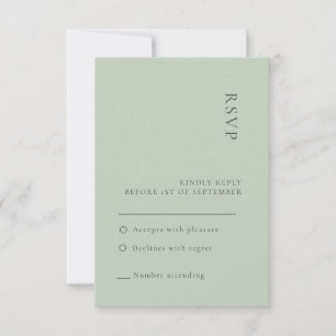 Carte RSVP de mariage vert Sage simple