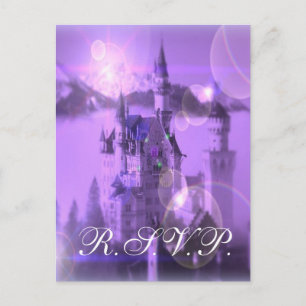 Carte RSVP de mariage vintage de château violet