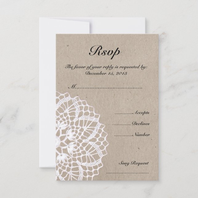 Carte RSVP de mariage vintage rustique (Devant)