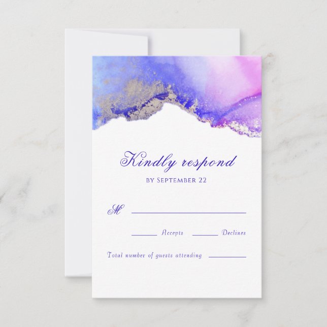 Carte RSVP de mariage violet (Devant)