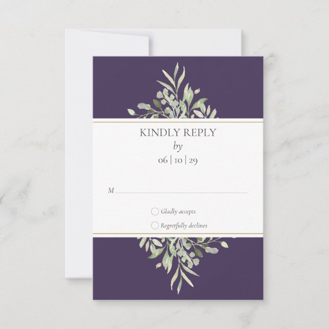 Carte RSVP de mariage violet écologique (Devant)