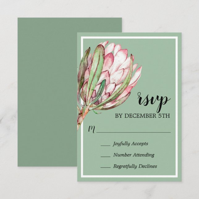 Carte RSVP de Noël de la fête de Noël de Protea Tr (Devant / Derrière)
