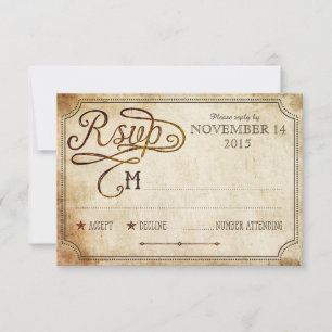 Carte RSVP de pays rustique Rooster vintage