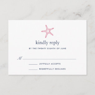 Carte RSVP de poisson rouge rose et marine