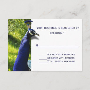 Carte RSVP de réponse Mariage Peacock élégant