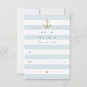 Carte RSVP de réponse Nautique à rayures d'Aqua Li