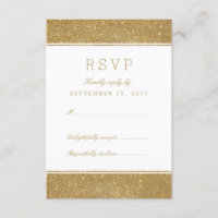 Carte RSVP de réponse Parties scintillant Or Faux