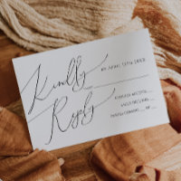 Carte RSVP de script blanc horizontal