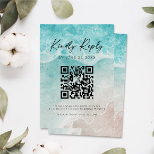 CARTE RSVP DE SITE WEB DE CODE QR MODERNE PLAGE