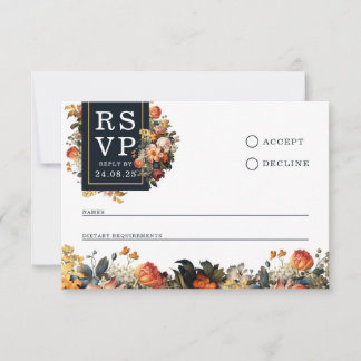 Carte Rsvp de style vintage minimaliste