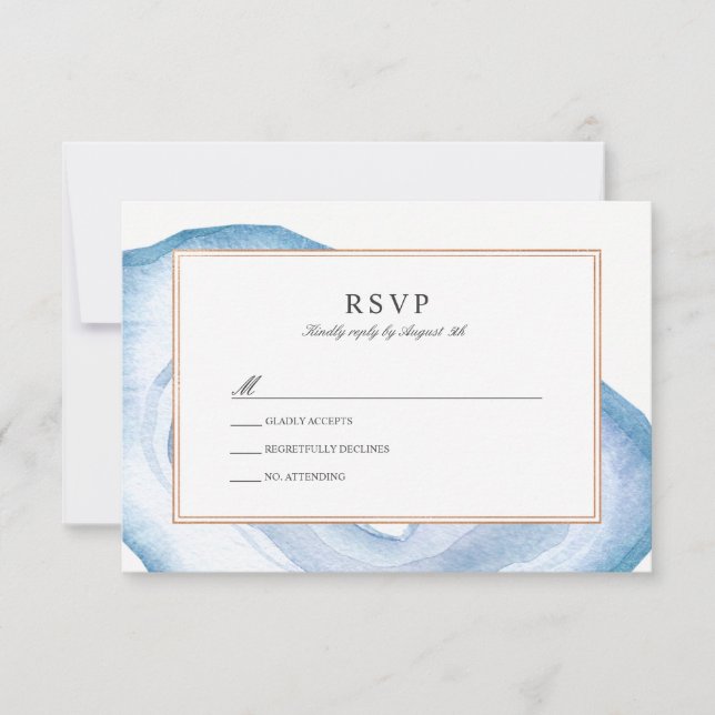 Carte RSVP de tranche d'aquarelle | Bleu (Devant)